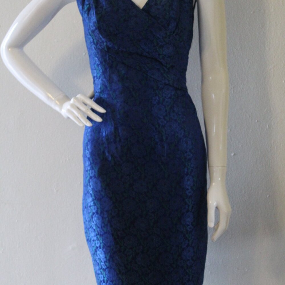 Blue Vintage 1950s Vintage Brocade Dress - Picture 6 of 9